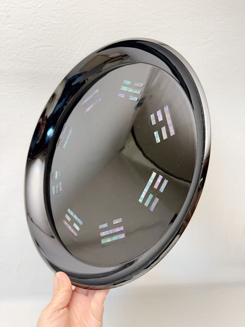 ほぼ未使用 茶道具 黒塗 螺鈿細工 青貝 八卦盆 元箱