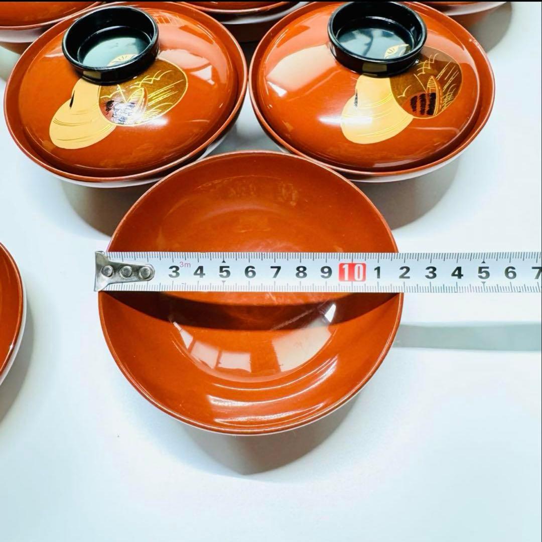 漆器　輪島塗　木製　蒔絵　溜塗　吸物椀　蓋付椀　汁椀　10客　共箱