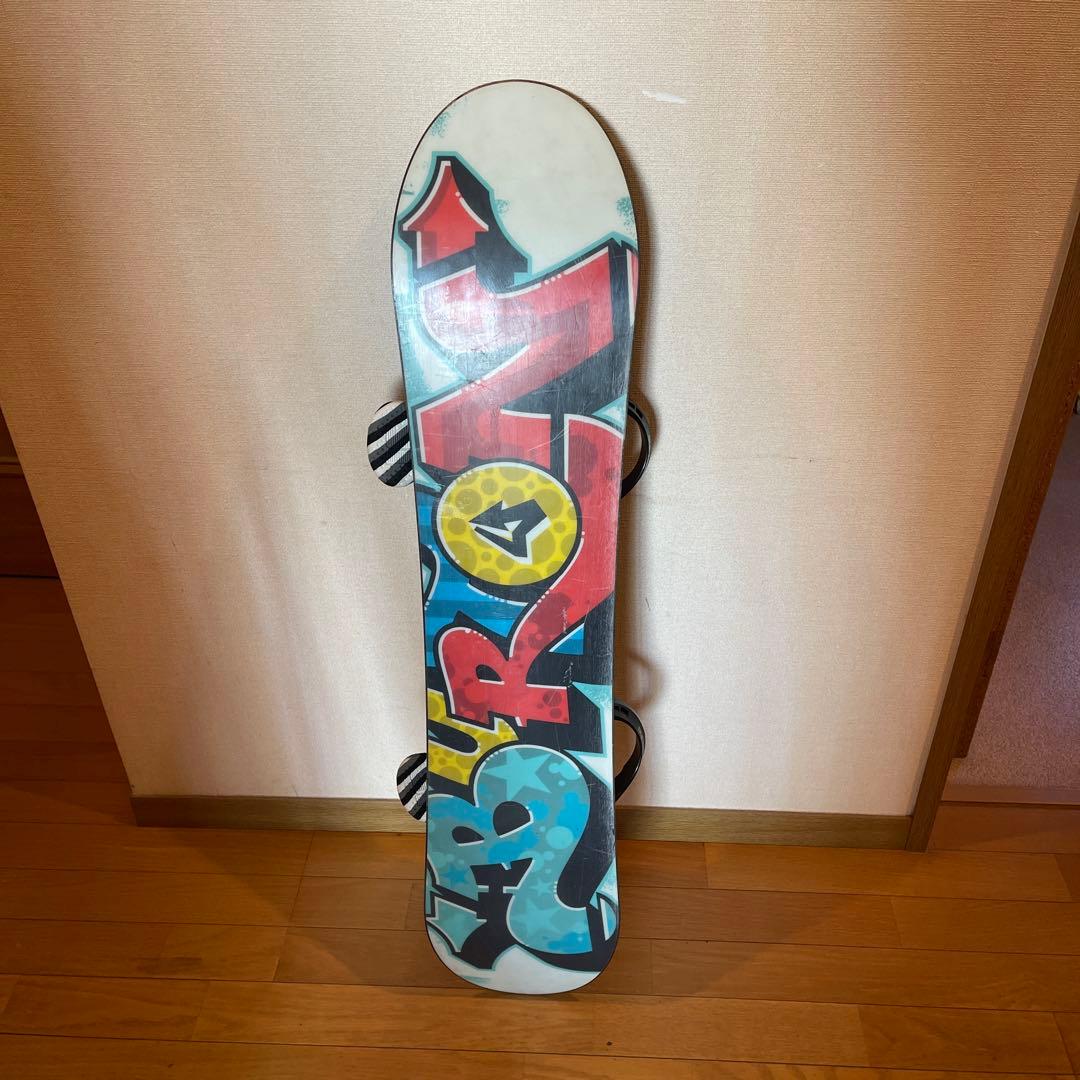 子供用　スノーボード 青黒ストライプ バインディング付き