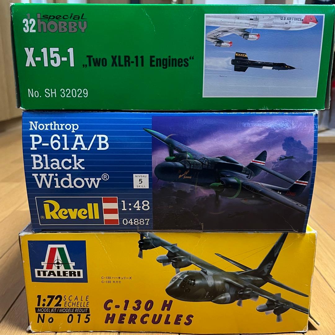 飛行機プラモセット X-15 P-61 C-130 1/32 1/48 1/72