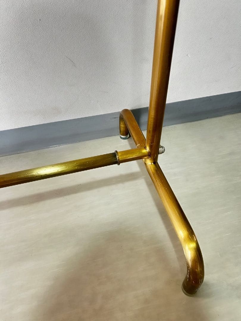 【美品】 ハンガーラック 90cm 丸パイプ アンティークゴールド 真鍮