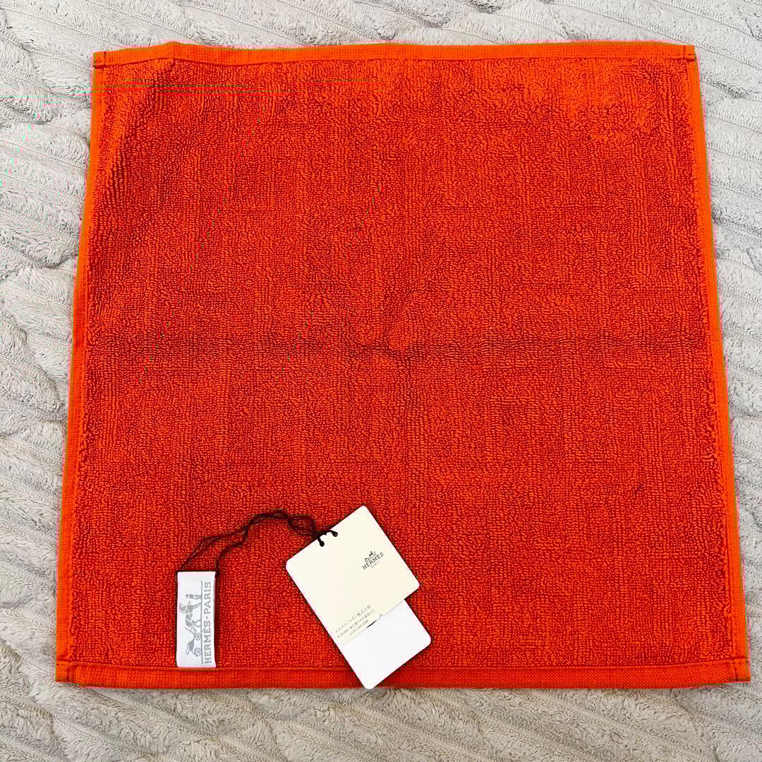 新品紙袋付き ラッピング済 HERMES ハンドタオル ステアーズ オレンジ
