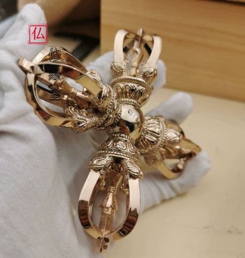 【修縁堂】 密教法具 銅製法器法具 細工 五鈷十字杵 仏教法具