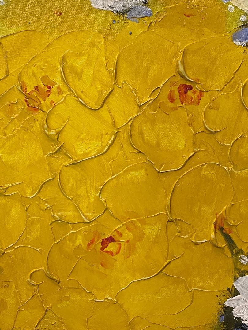 「真作」平山講平「黄色い花」静物画　油彩画　額装　サイン有り　F20号