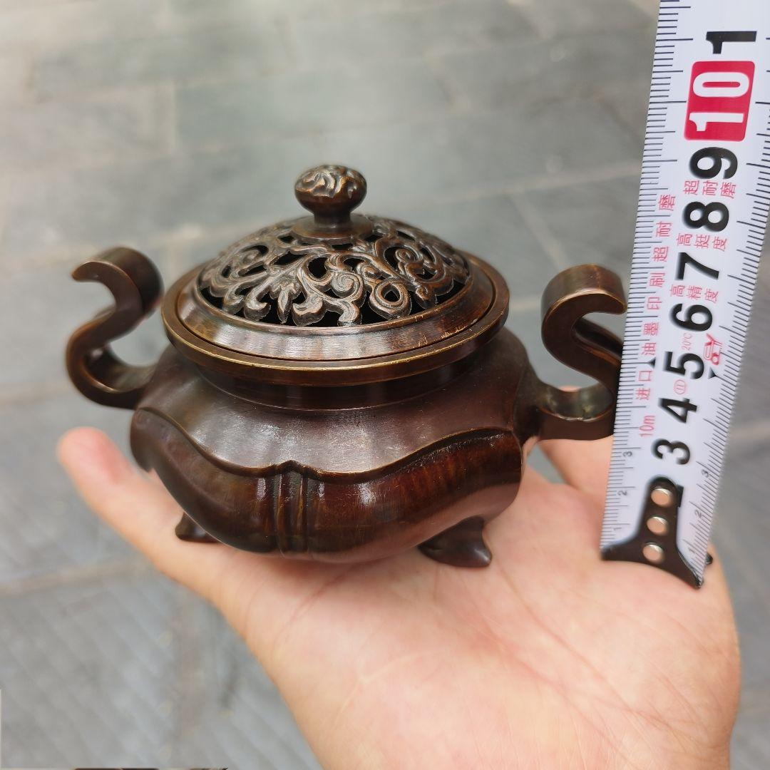 銅製 海棠薫香炉 香炉 檀香香炉 茶道沈香炉 香道具 装飾品 工芸品 置物