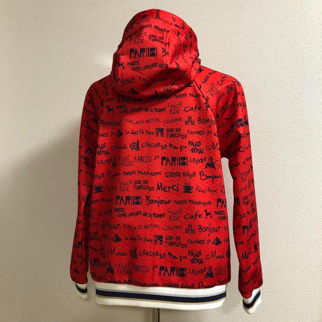 キャロウェイ ダブルジップ ボンディング パーカー 裏起毛 レッド 総柄 L