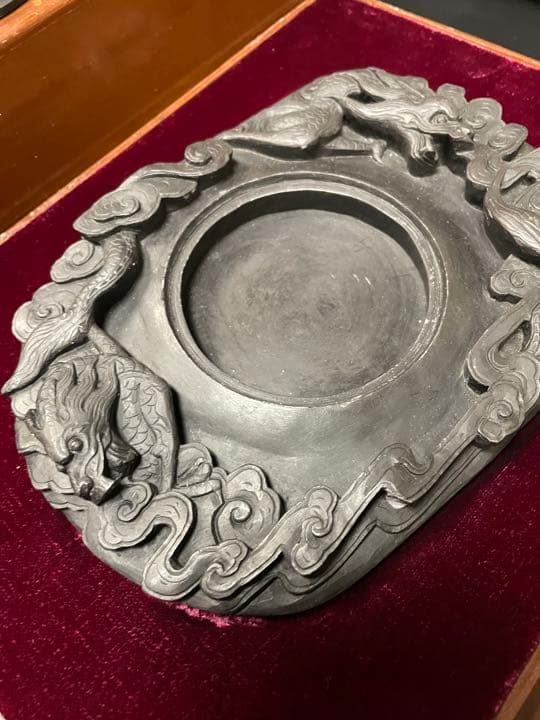 龍の硯　三龍硯　骨董品