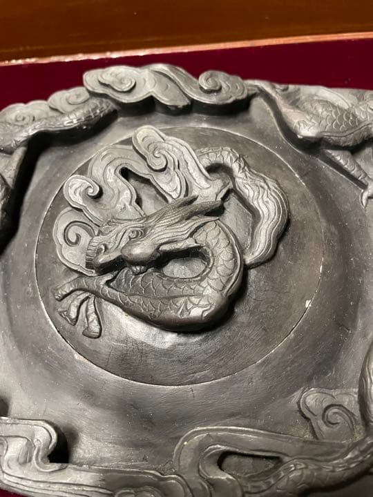 龍の硯　三龍硯　骨董品
