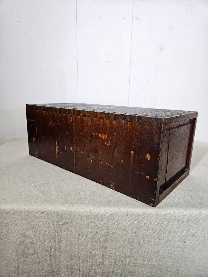 USアンティーク 木製のカードキャビネット ファイル ホルダー ドロワー 卓上