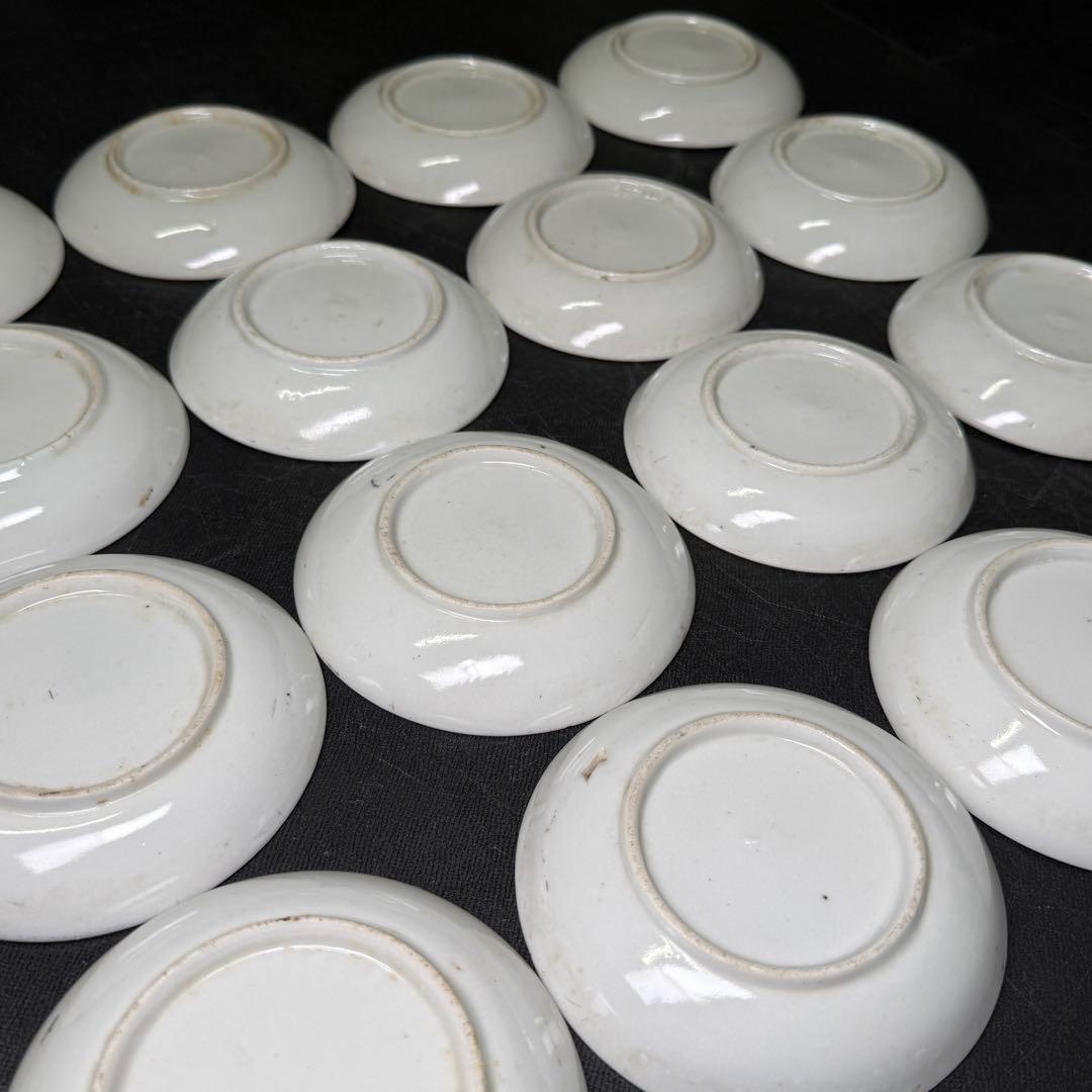 時代 九谷焼 小皿10.5cm 16枚【無傷】浦島太郎 明治 骨董 アンティーク