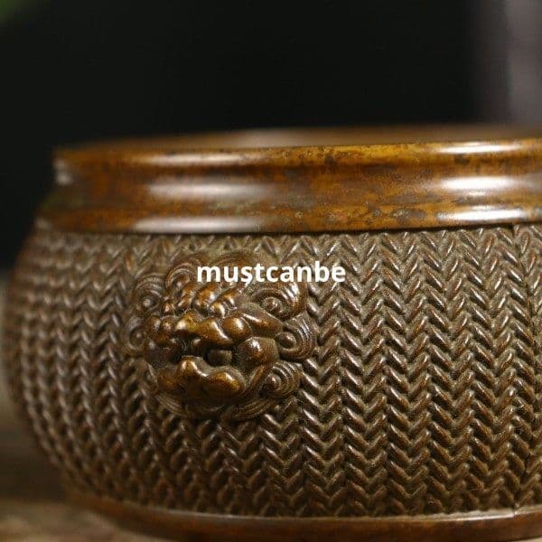 銅器 竹編香薫炉 室内檀香炉 茶道具 香道具 装飾品 工芸品 置物