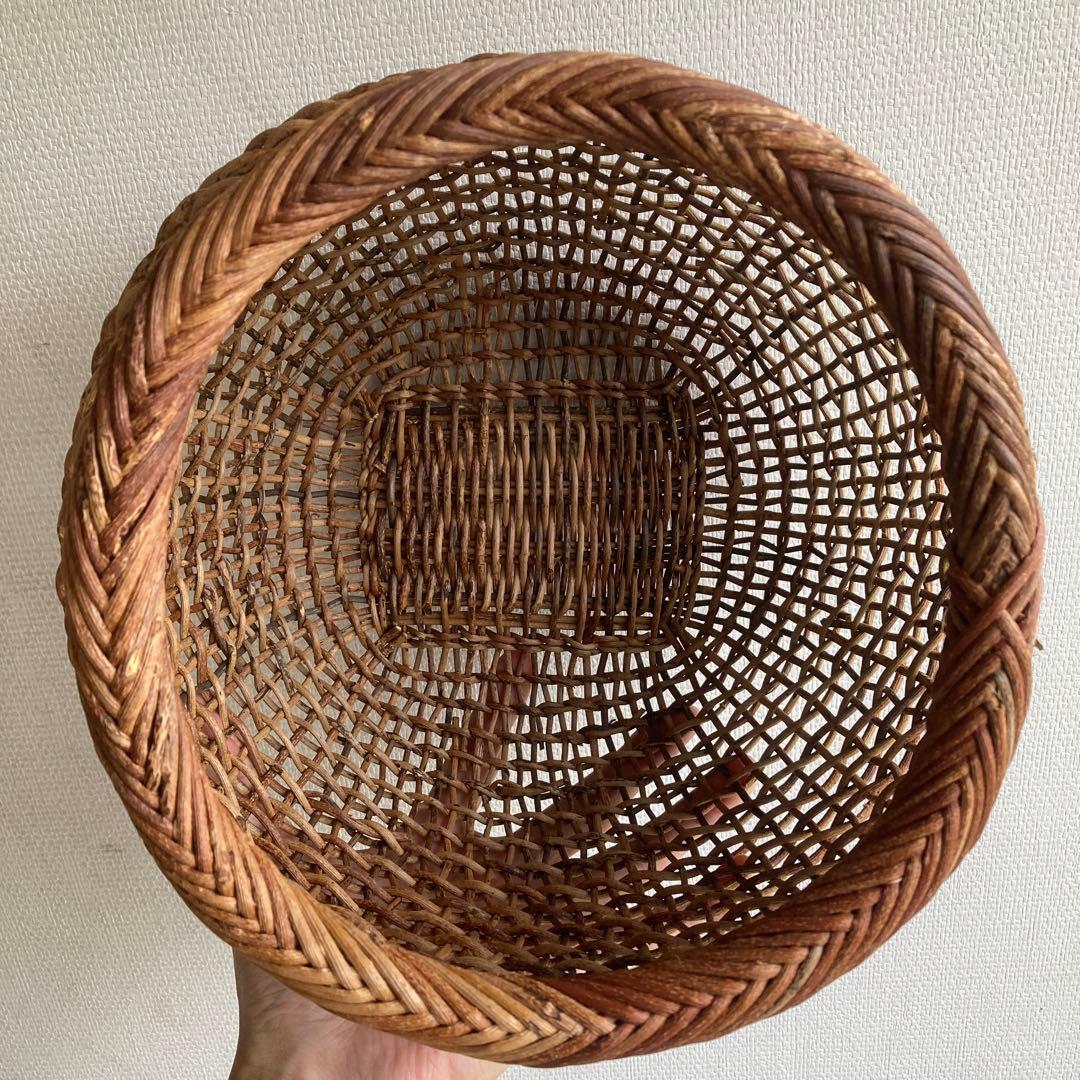 人気作家　中川原信一　あけび籠　丸型　希少品　民藝