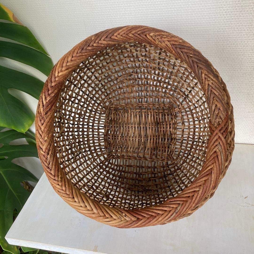 人気作家　中川原信一　あけび籠　丸型　希少品　民藝