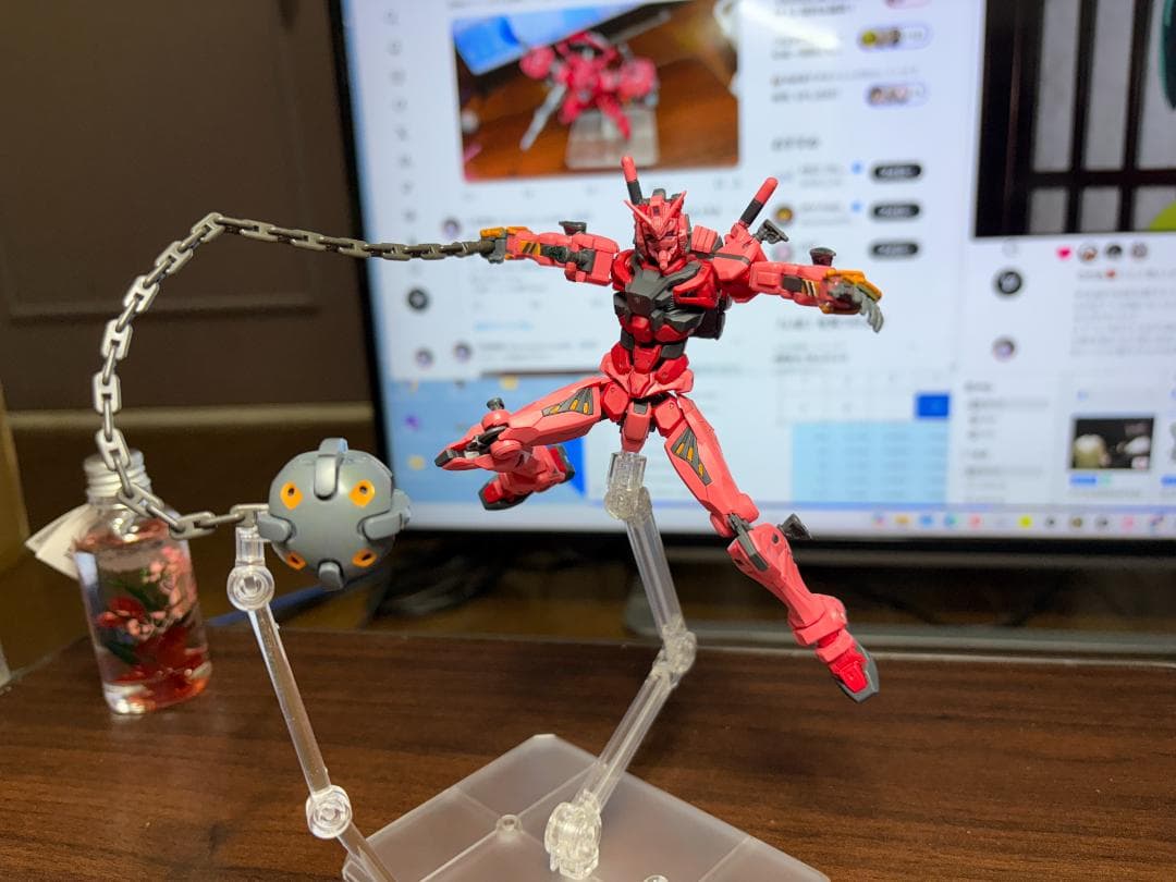 【完成品】HG 赤いガンダム　ビット6個　ザクバズーカ　部分塗装