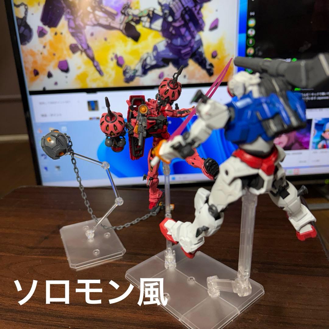 【完成品】HG 赤いガンダム　ビット6個　ザクバズーカ　部分塗装