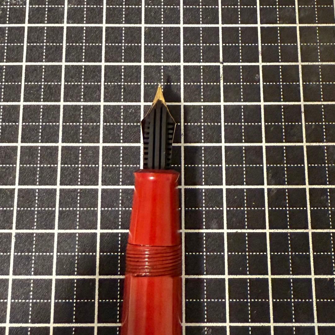 酒井栄助 万年筆 WARRANTED インキ止め式 赤