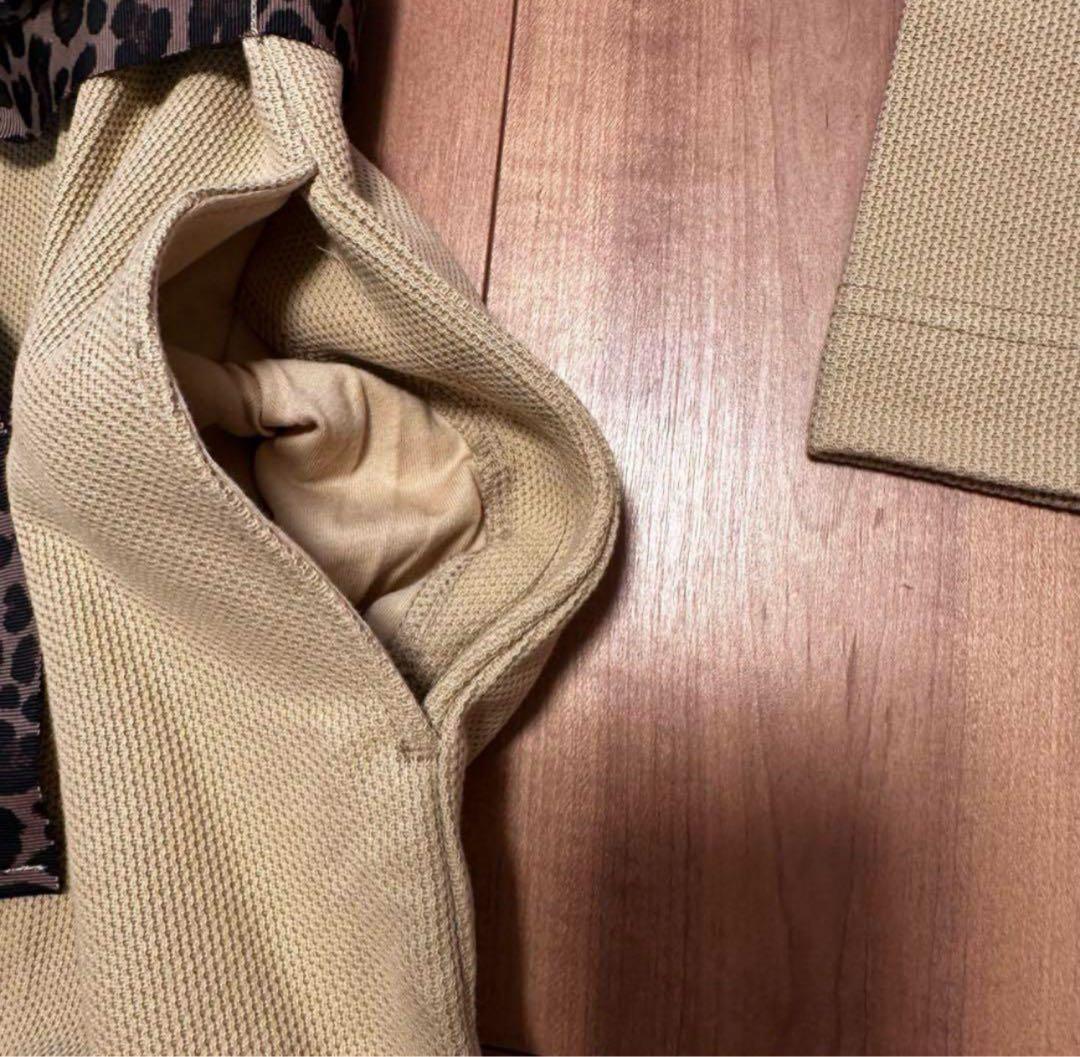 パーリーゲイツ　レオパード柄　長袖　モックネック　ワンピース　ベージュ　春秋