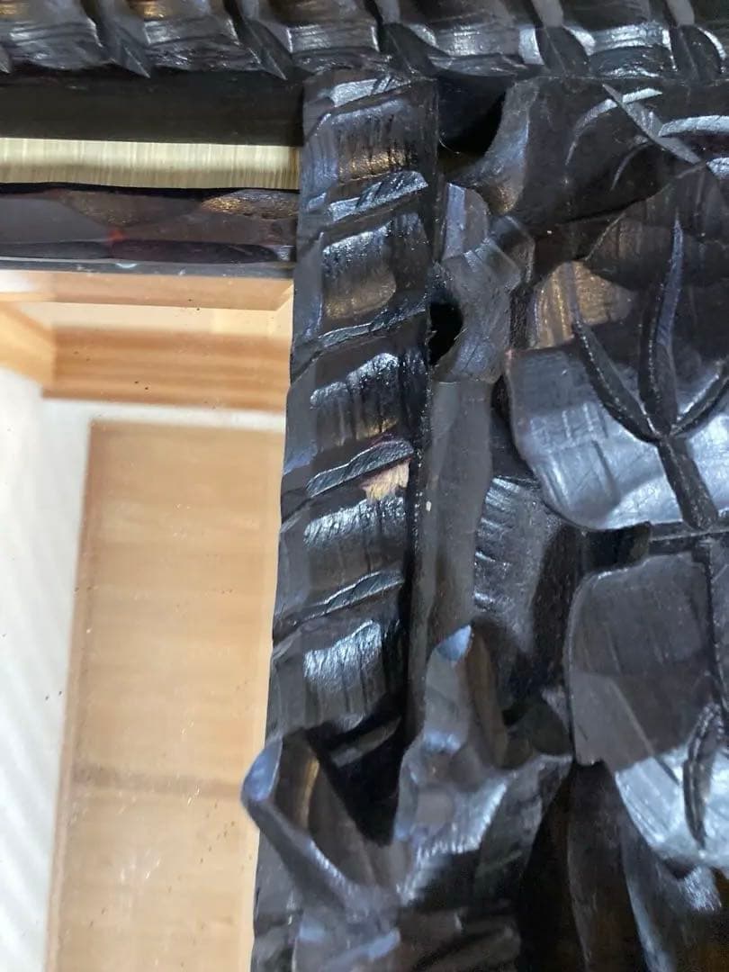 送料込　西洋アンティーク 木製ミラー 鹿と葡萄の装飾