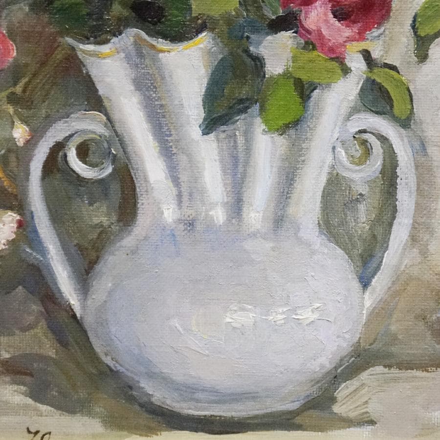 ナワシナ・クランジェフスカヤ『白い花瓶のばら』 8号 静物画 油彩 油絵 絵画