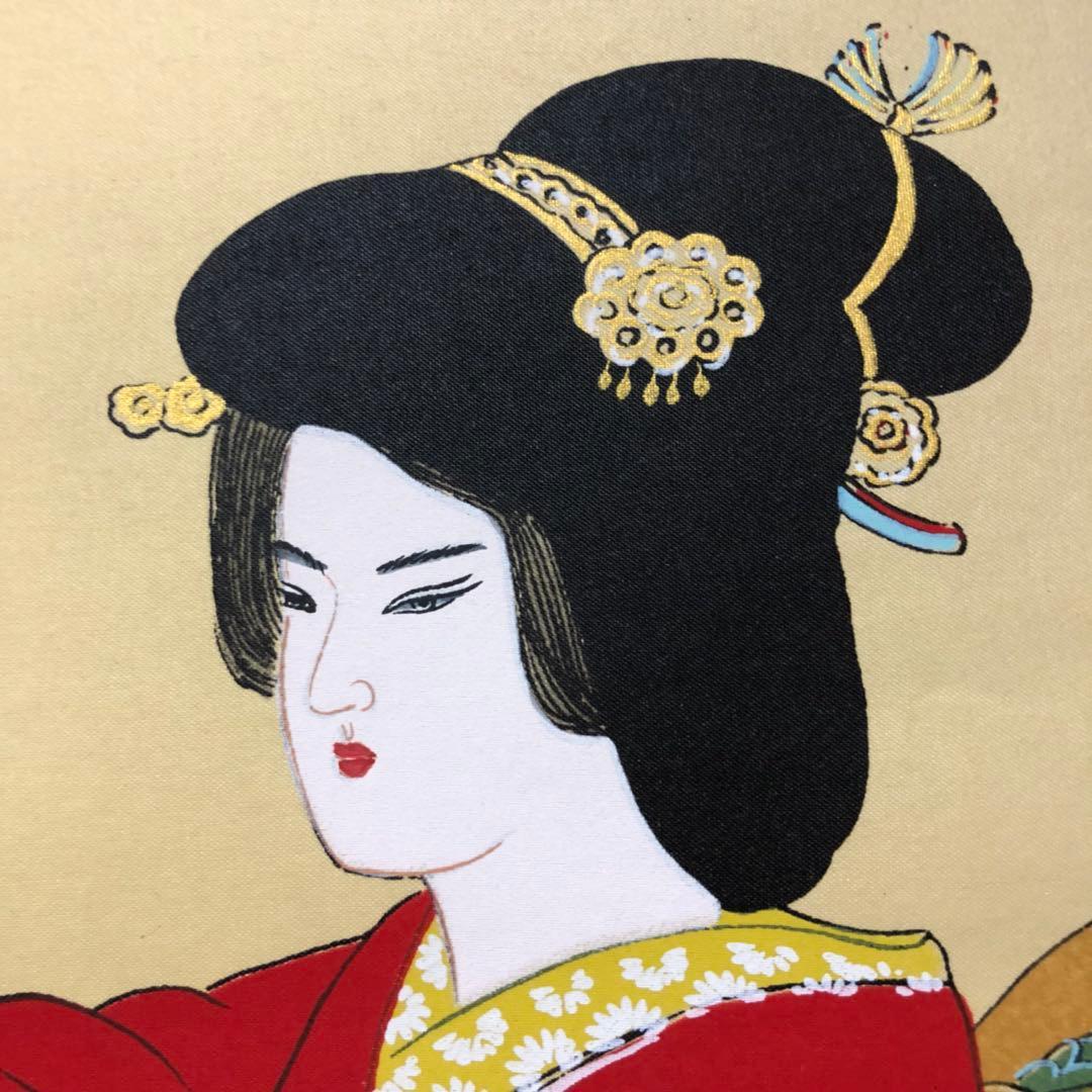 掛軸 山口芳月『序の舞 美人図』日本画 絹本 肉筆 合箱付 掛け軸 k07214