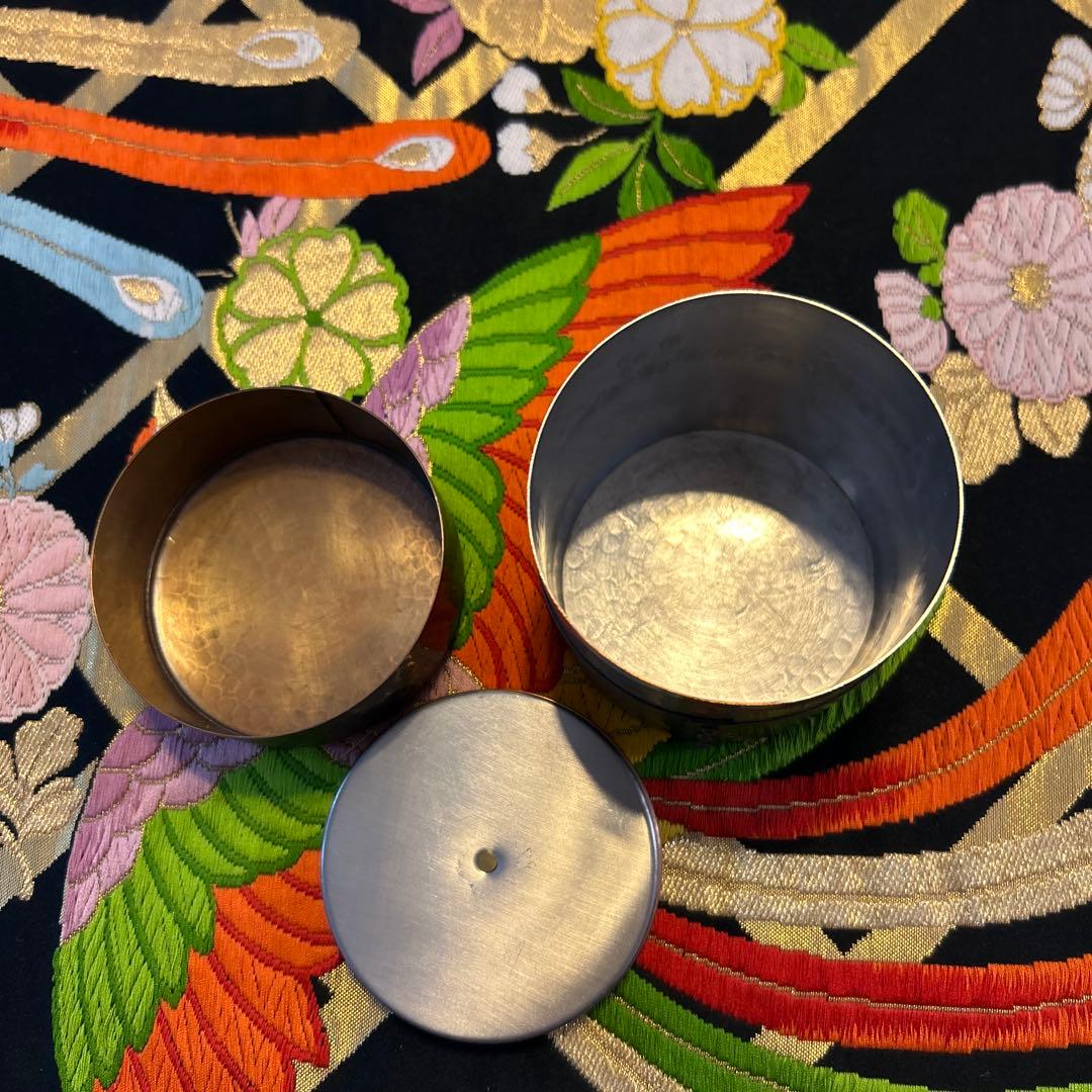 芳燕堂　茶筒　鎚起銅器　燕産