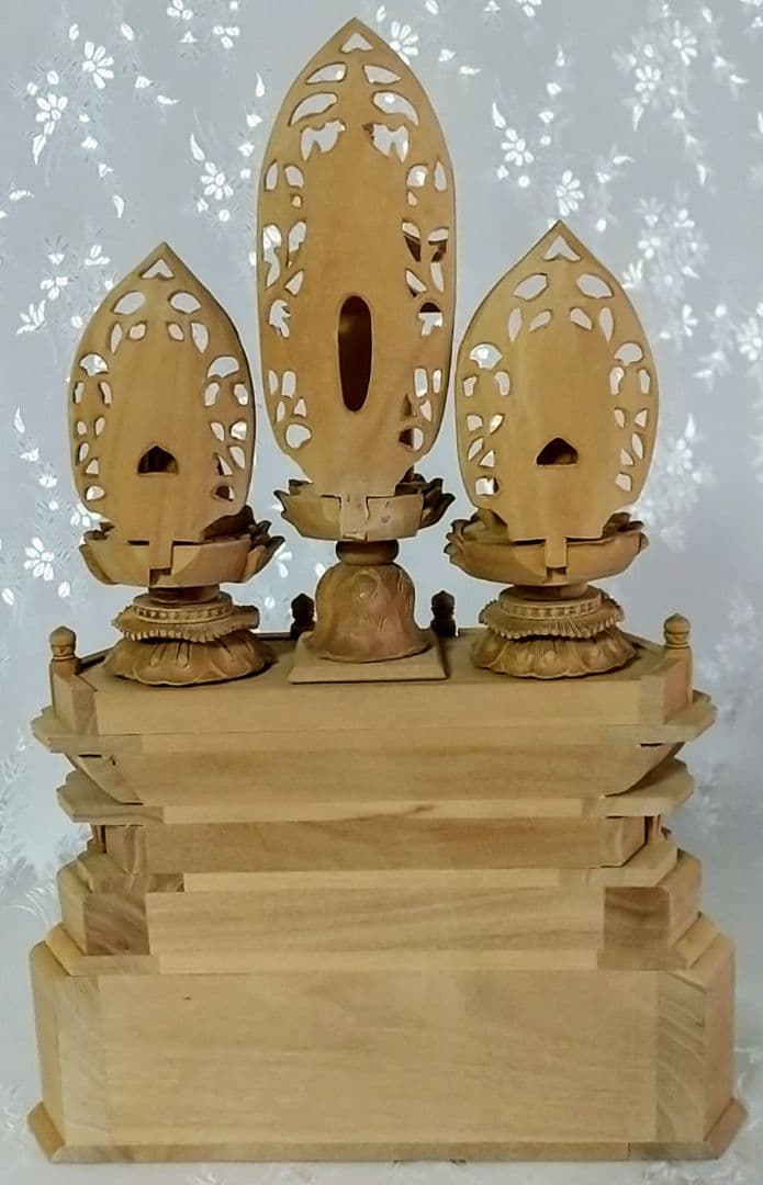 三宝尊 [極小#85] 題目宝塔 釈迦如来坐像 多宝如来坐像 ◆白檀 木彫 仏像