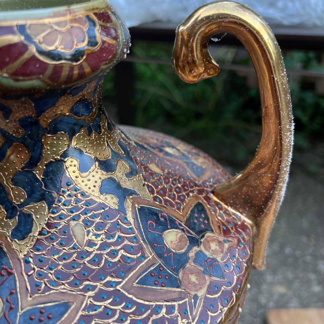 薩摩焼 花瓶 飾り壺 オブジェ 置物 花入 花器 木箱 高級陶芸 古民家 古道具