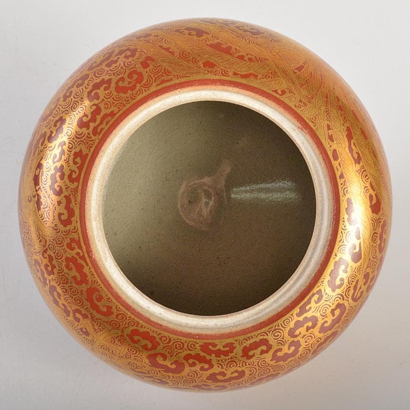 九谷焼　九谷光仙造　金襴手　雲龍文　香炉　共箱　V　R7412