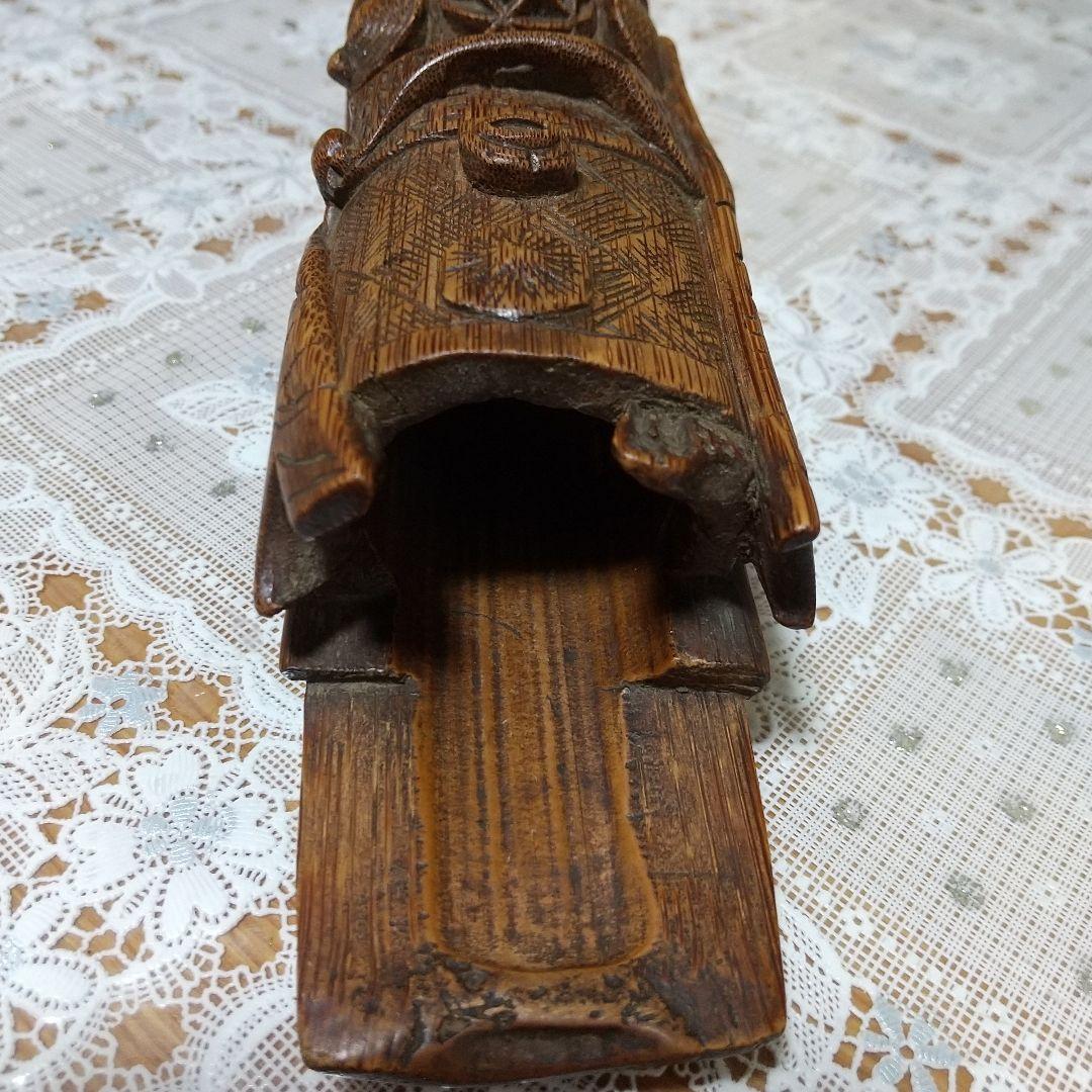 煎茶道具　アンティーク　布巾入れ　木彫り