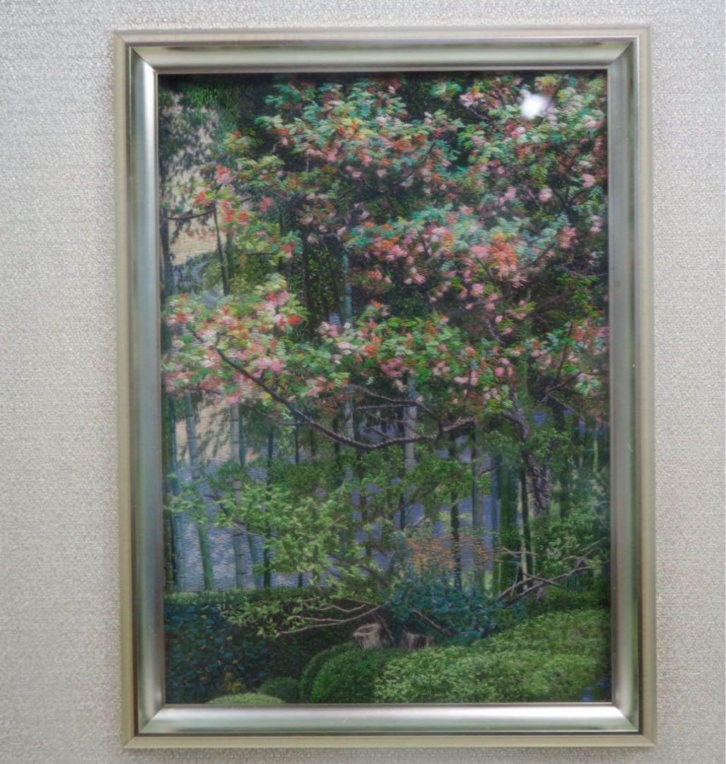 送料無料　優品刺繍額　39×34×4ｃｍ　時代物③