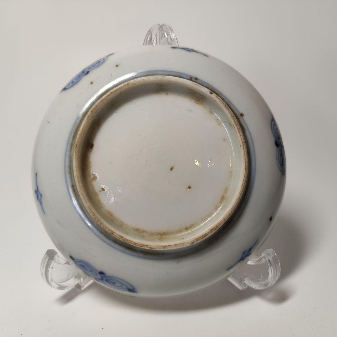 古伊万里　葦鷺文三寸皿　六客