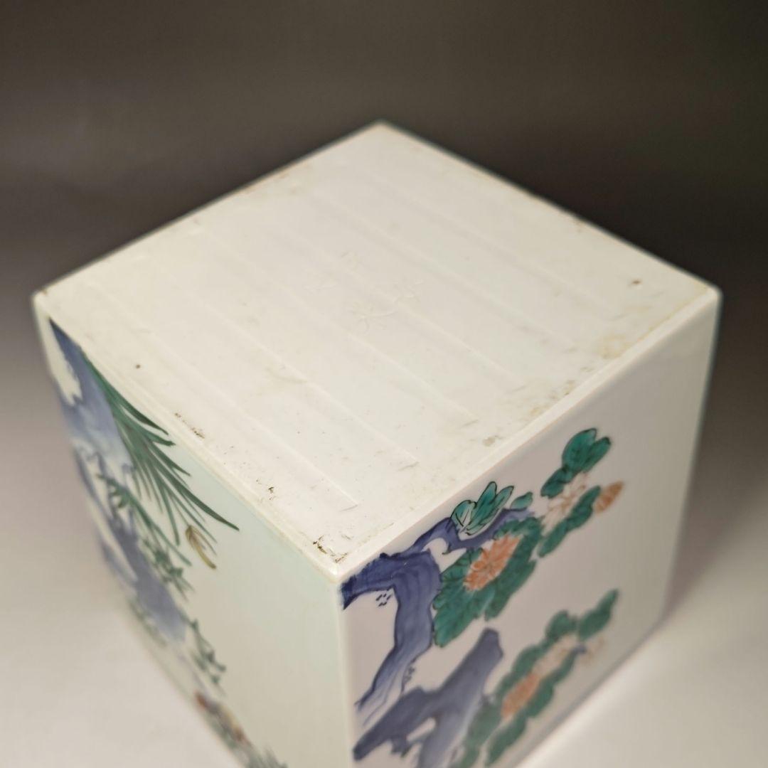 イ603 水指『平安　徳泉造』『染付四方方花鳥文　水指　共箱』茶道具