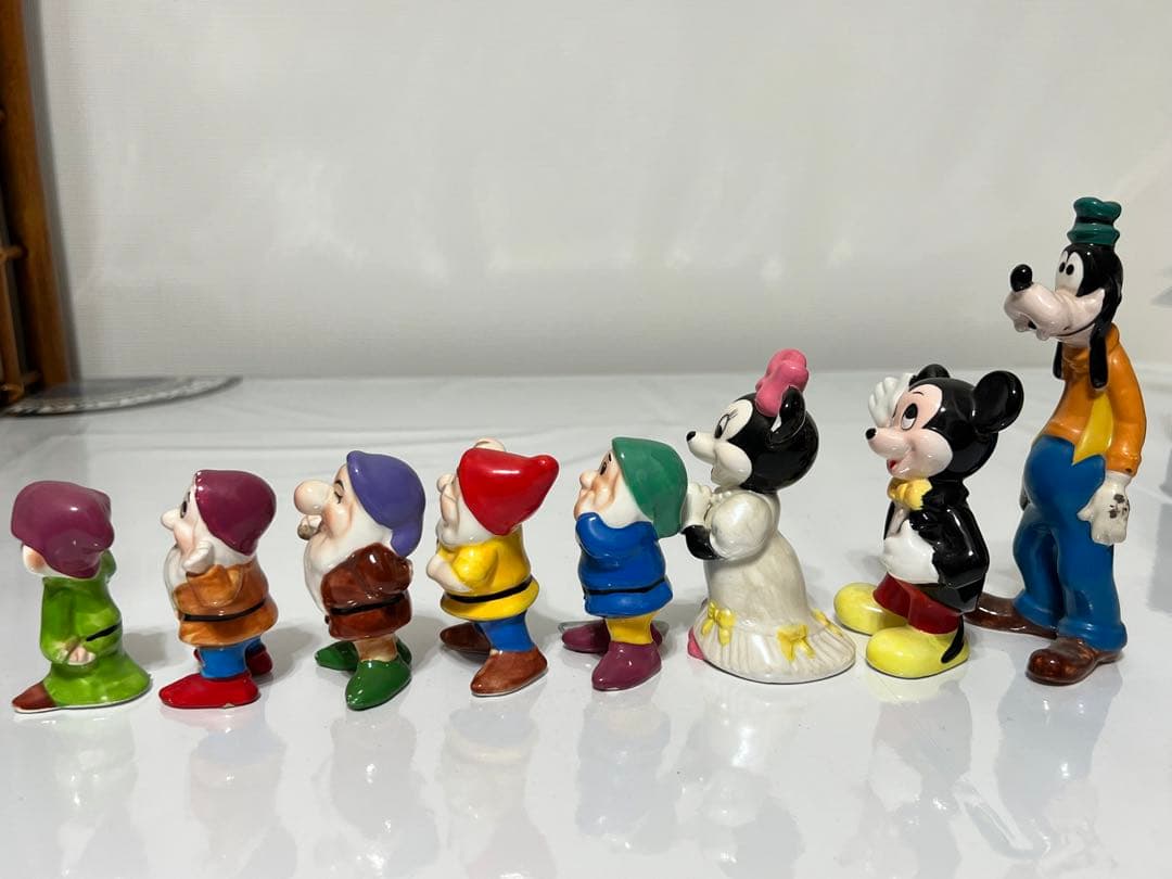 【アンティーク】80年代初期　ディズニー陶器置き物　8体セット