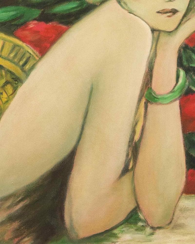 カシニョール　油彩　肉筆『婦人像』表と裏サイン　鑑定書　F8号　額装　b810