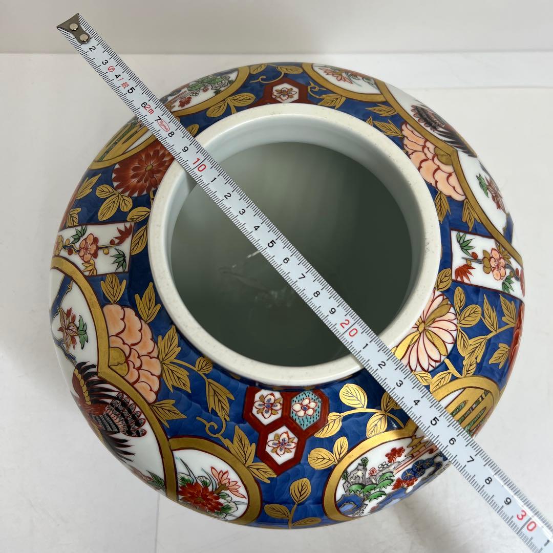藤井朱明作　古伊万里風金彩風飾壷　共箱　高さ約46㎝　東Y8-0108②トコヒ
