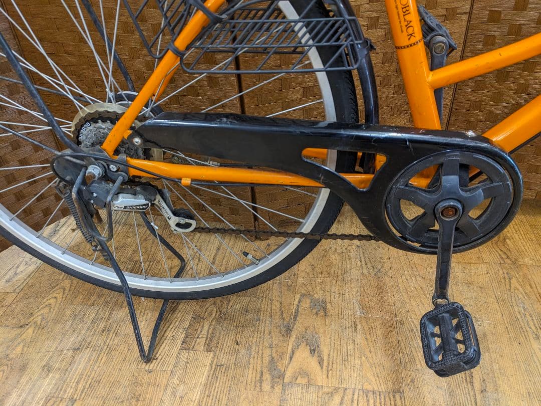 U095 普通自転車　27インチ 6段変速 LEDオートライト オレンジ