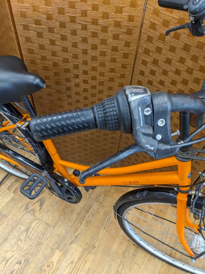 U095 普通自転車　27インチ 6段変速 LEDオートライト オレンジ