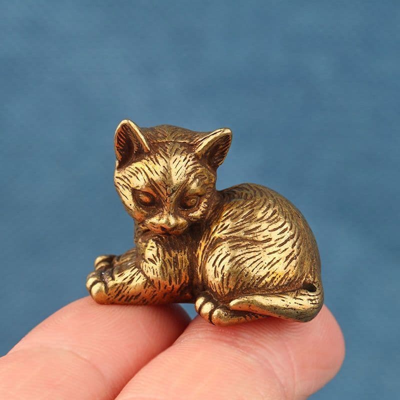 銅 細工 猫 置物 小働物 猫 お茶のかわいがり 装飾品 工芸品
