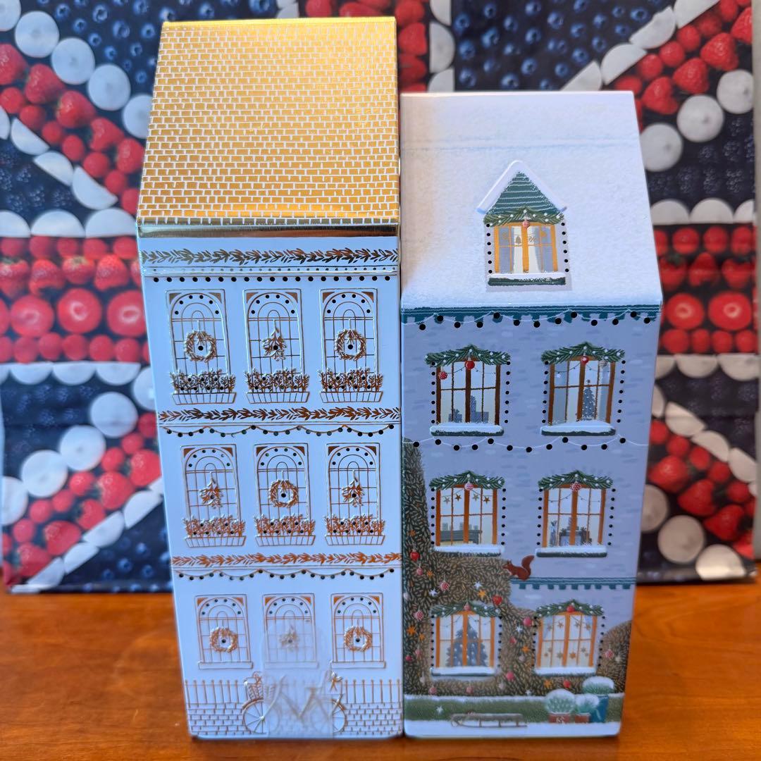 藍夕　金白大小クリスマス缶セット