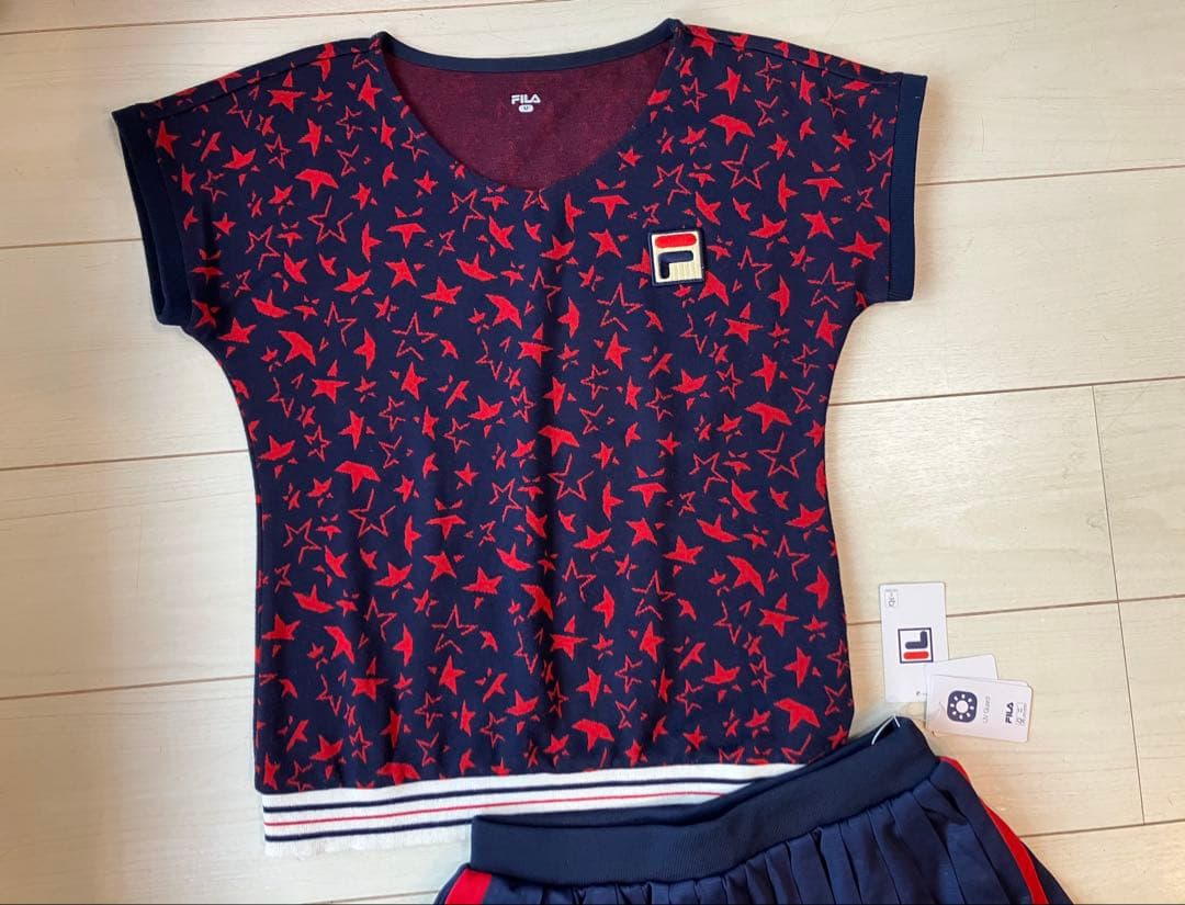 FILAフィラ＊星柄 ゲームシャツとプリーツスコートセット