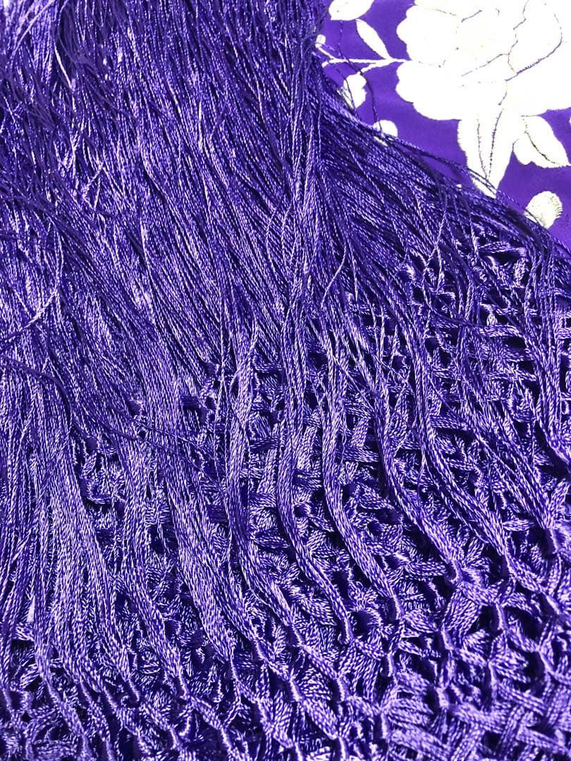 スペイン直輸入★1点物ボルダドスフォロンダ★シルクマントン140cm紫アイボリー