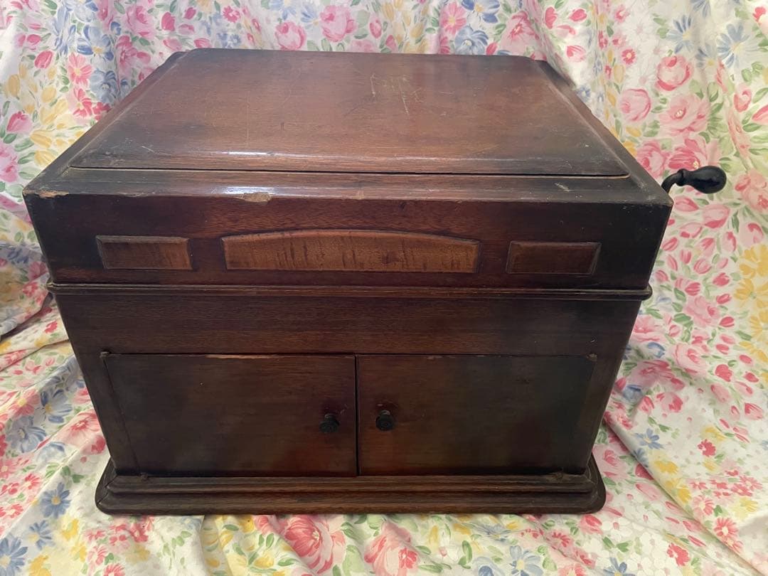 ZEPPELIN 手巻き蓄音機 木製キャビネット 昭和初期 アンティーク 現状品