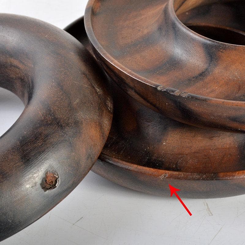 煎茶道具　黒柿製　穴あき茶托　五客　時代箱付　V　R4579