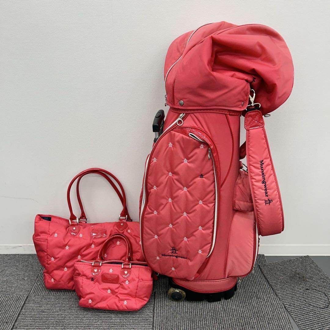 マンシング　3点セット　キャディバッグ　キャスター付　ピンク　バッグ