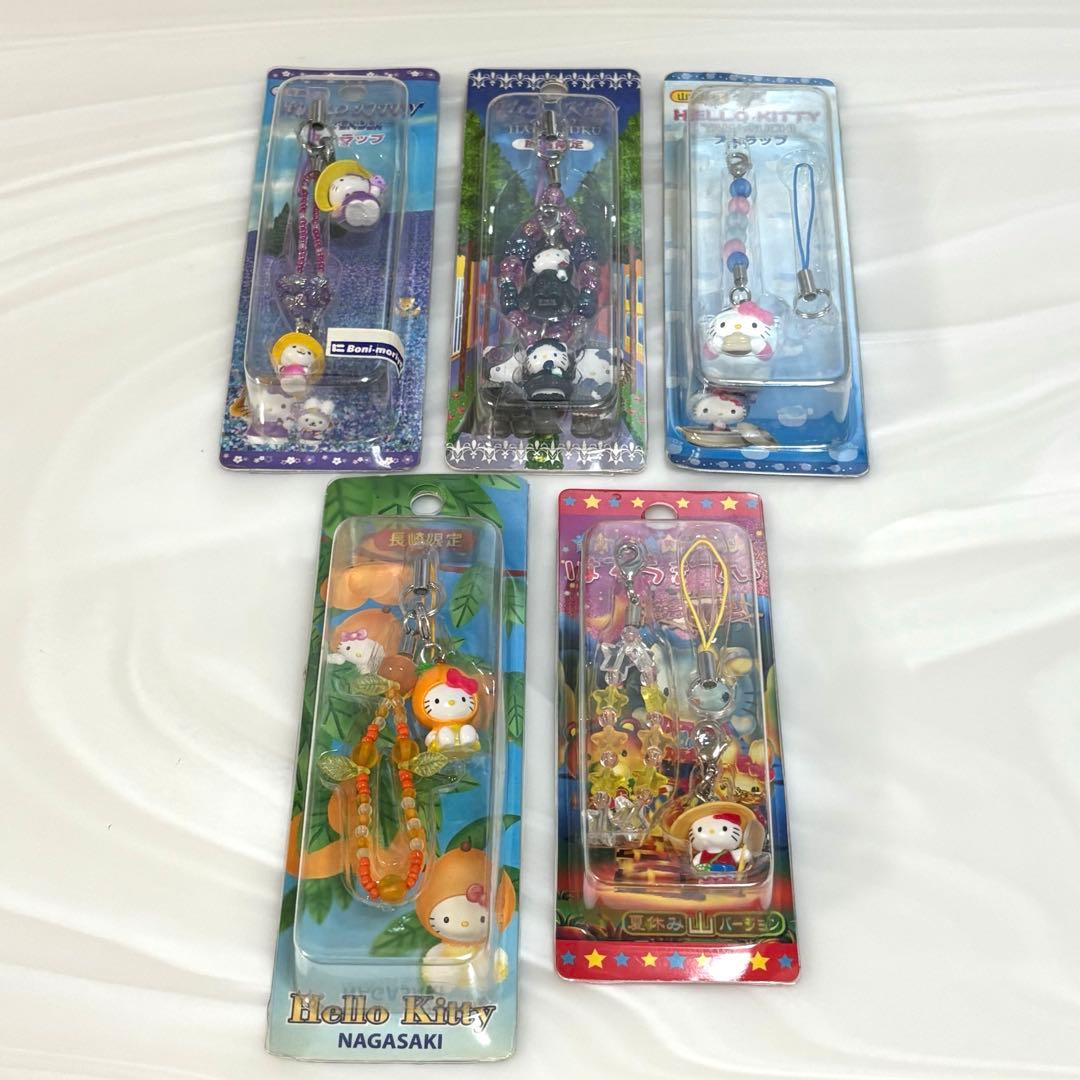 新品★ ハローキティ ご当地ストラップ 携帯ストラップ 5個セット 平成レトロ