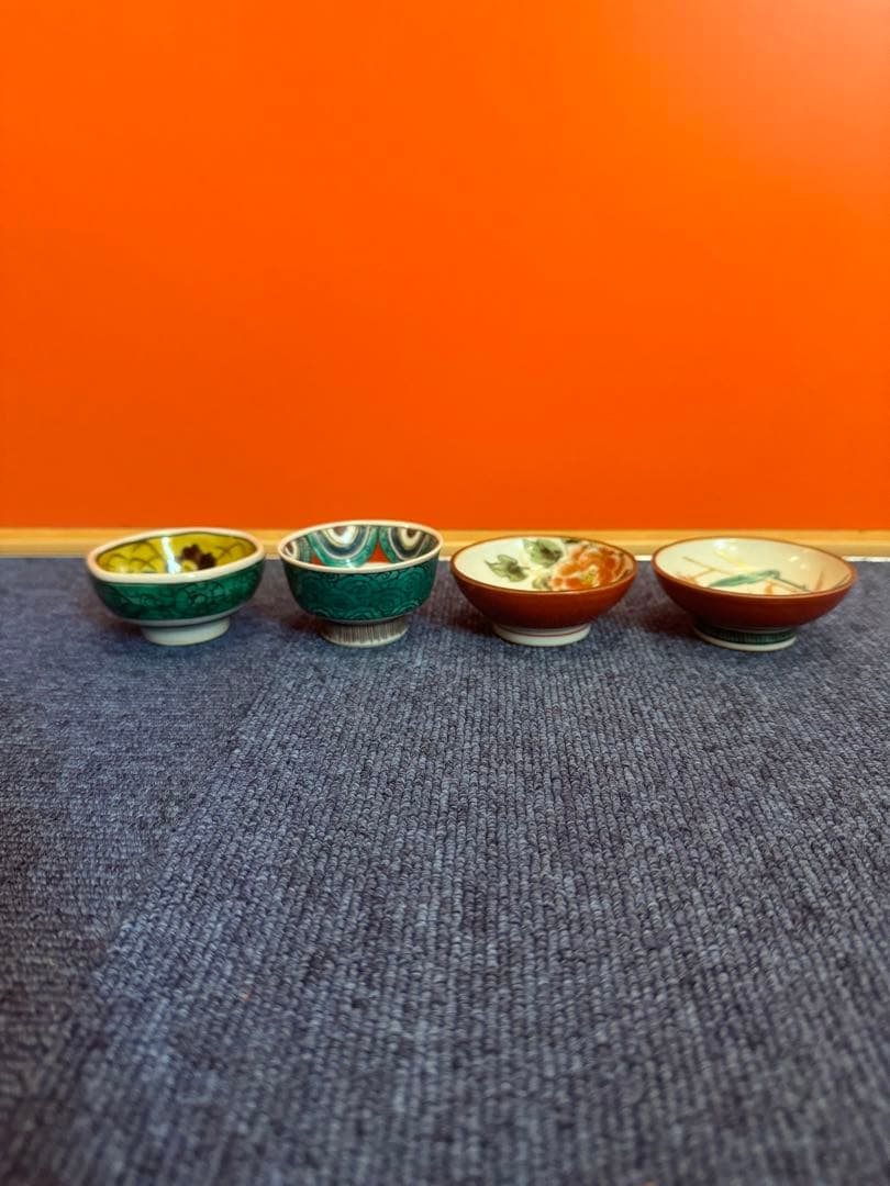 1898 九谷焼　猪口　4客　時代物