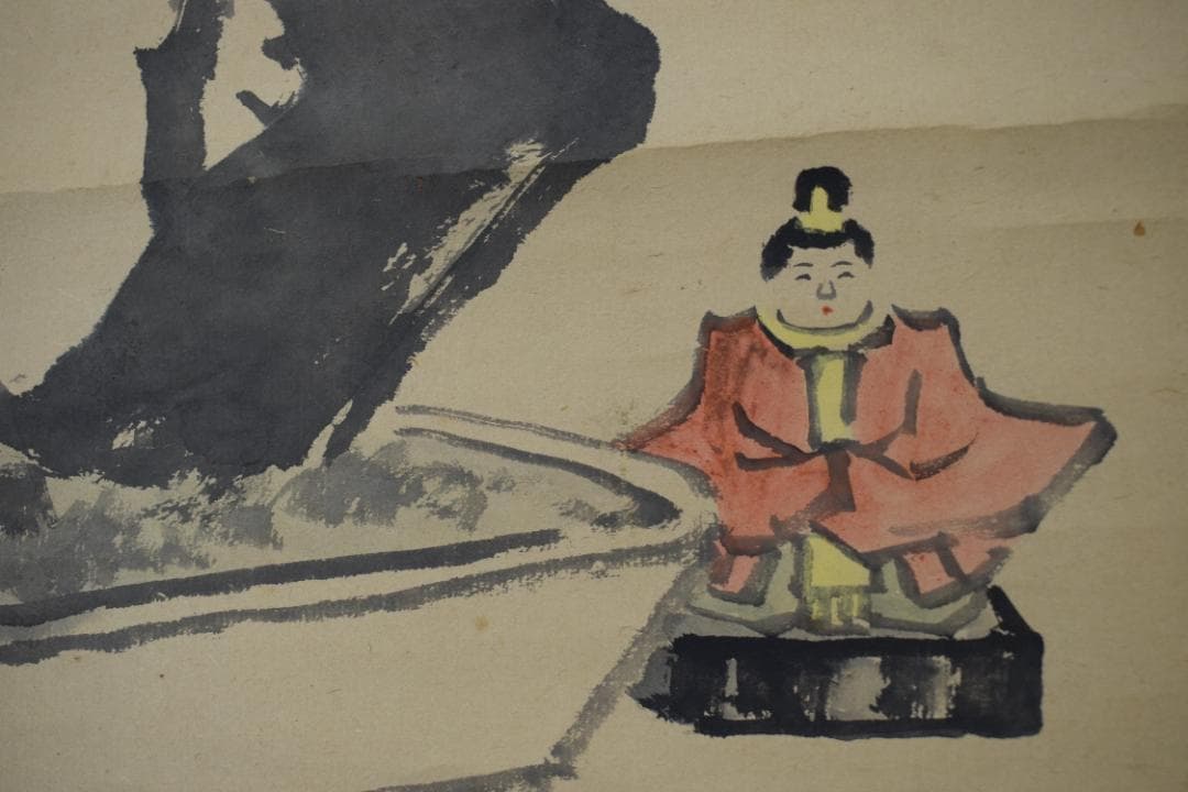 【真作】鈴木松年/雛之図/老梅鉢図/掛軸☆宝船☆Z-312