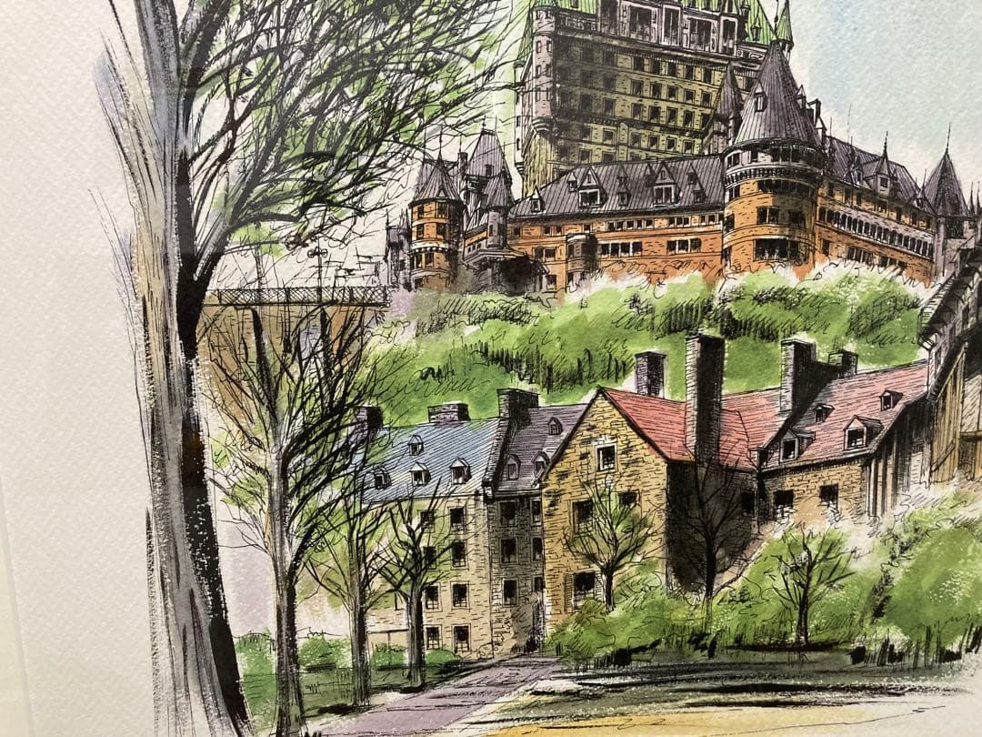 リトグラフ【ジェームス・フォード】 「シャトー・フロンテナック」 大判 新品額装