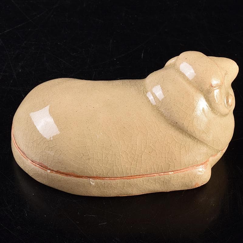 茶道具　萩焼　泥華窯造　十三代坂田泥華　羊香合　共箱　N　R7613