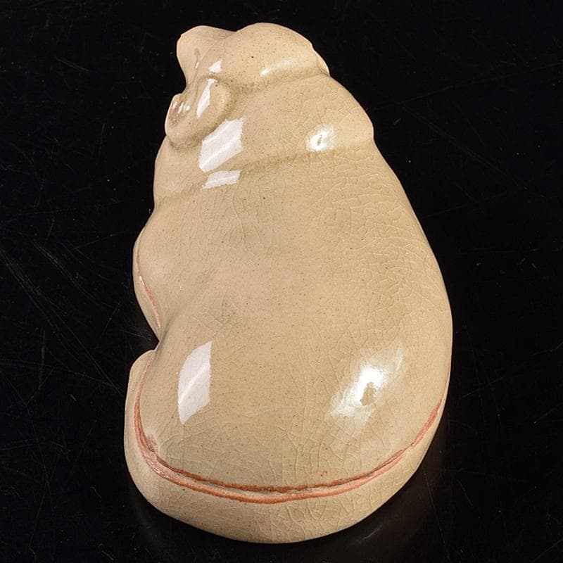 茶道具　萩焼　泥華窯造　十三代坂田泥華　羊香合　共箱　N　R7613